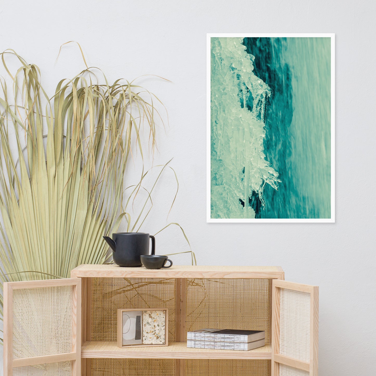 Ice and Falls Nature Photo Framed Wall Art Print