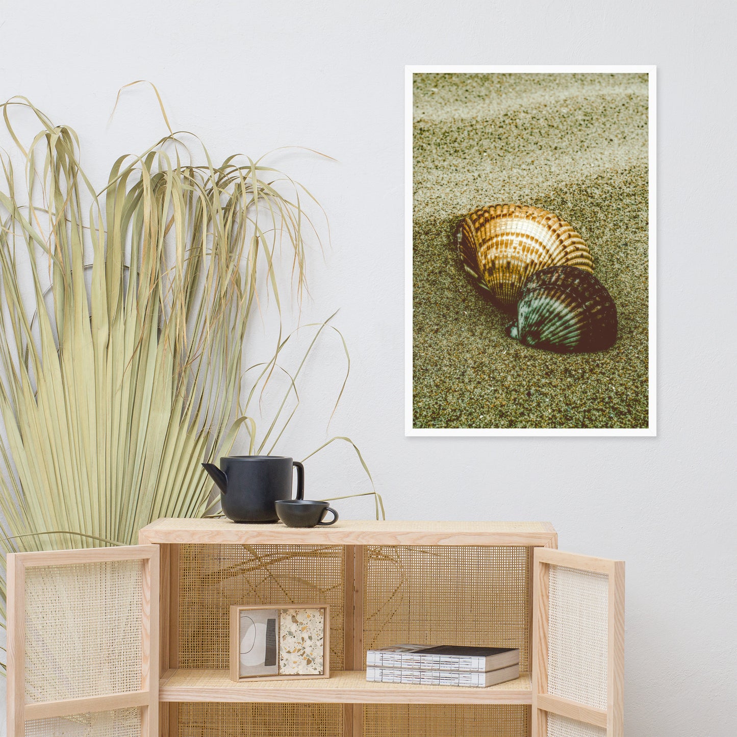 Dreamy Beach Sea Shells Coastal Nature Photo Framed Wall Art Print