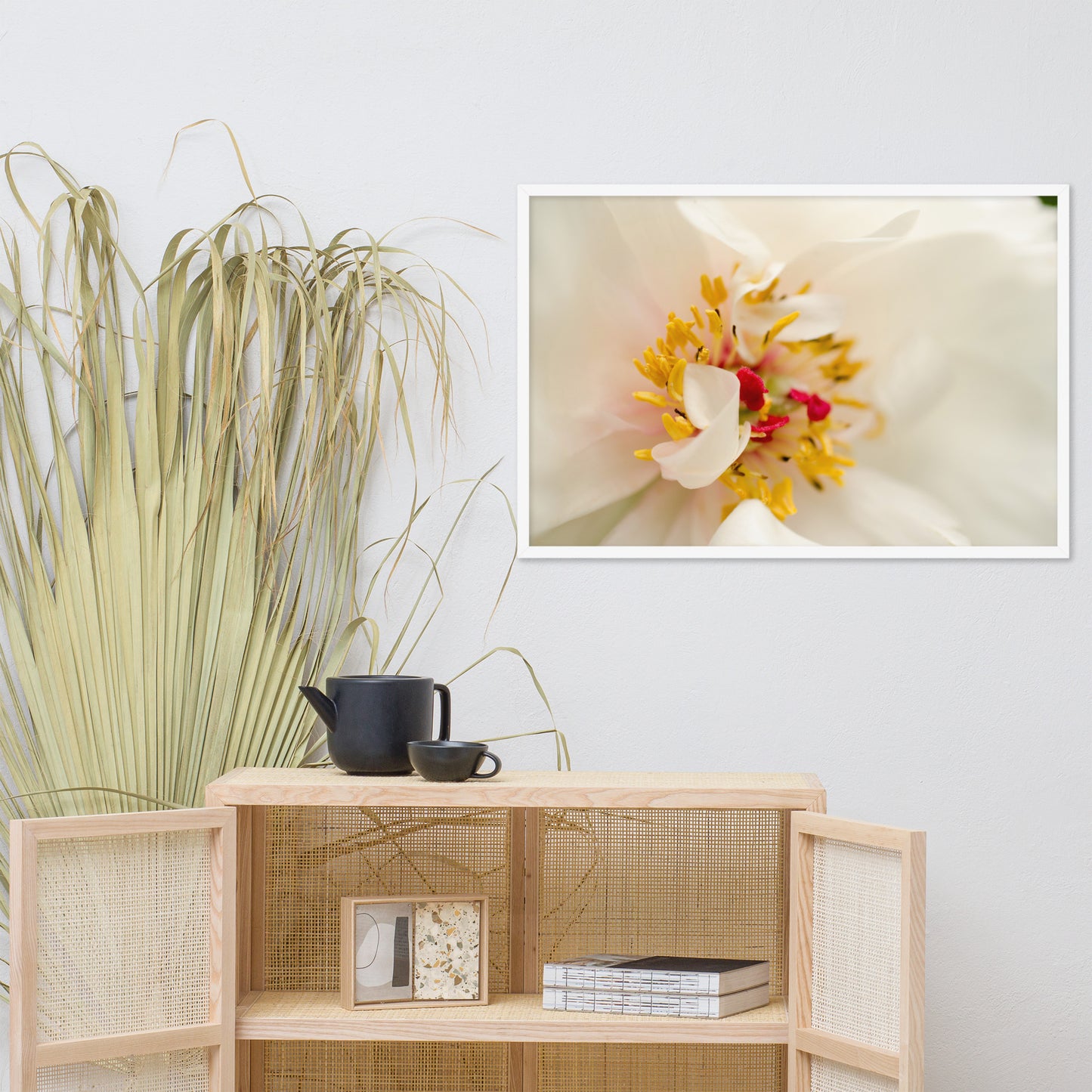 Eye of Peony Floral Nature Photo Framed Wall Art Print