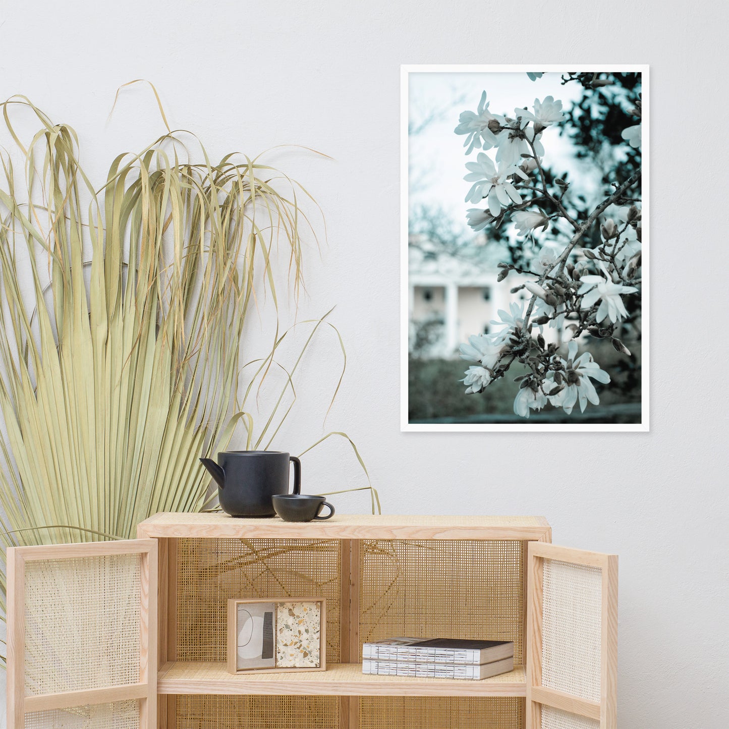 Mansion Blooms Floral Landscape Photo Framed Wall Art Print