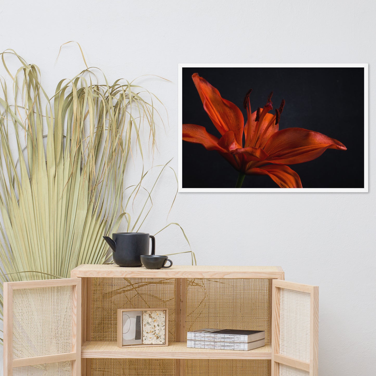 Orange Lily with Back light Floral Nature Photo Framed Wall Art Print