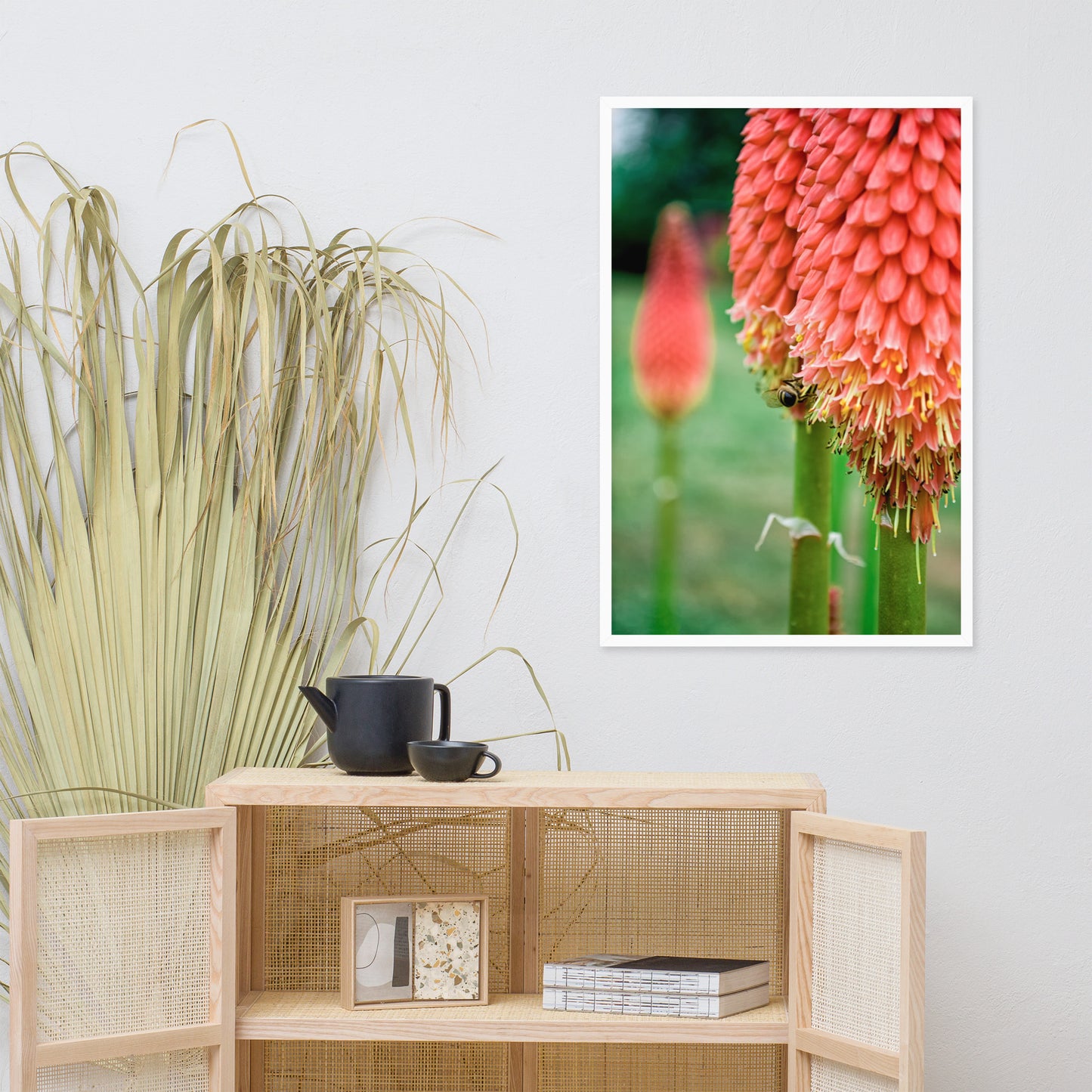 Red Hot Pokers Floral Nature Photo Framed Wall Art Print