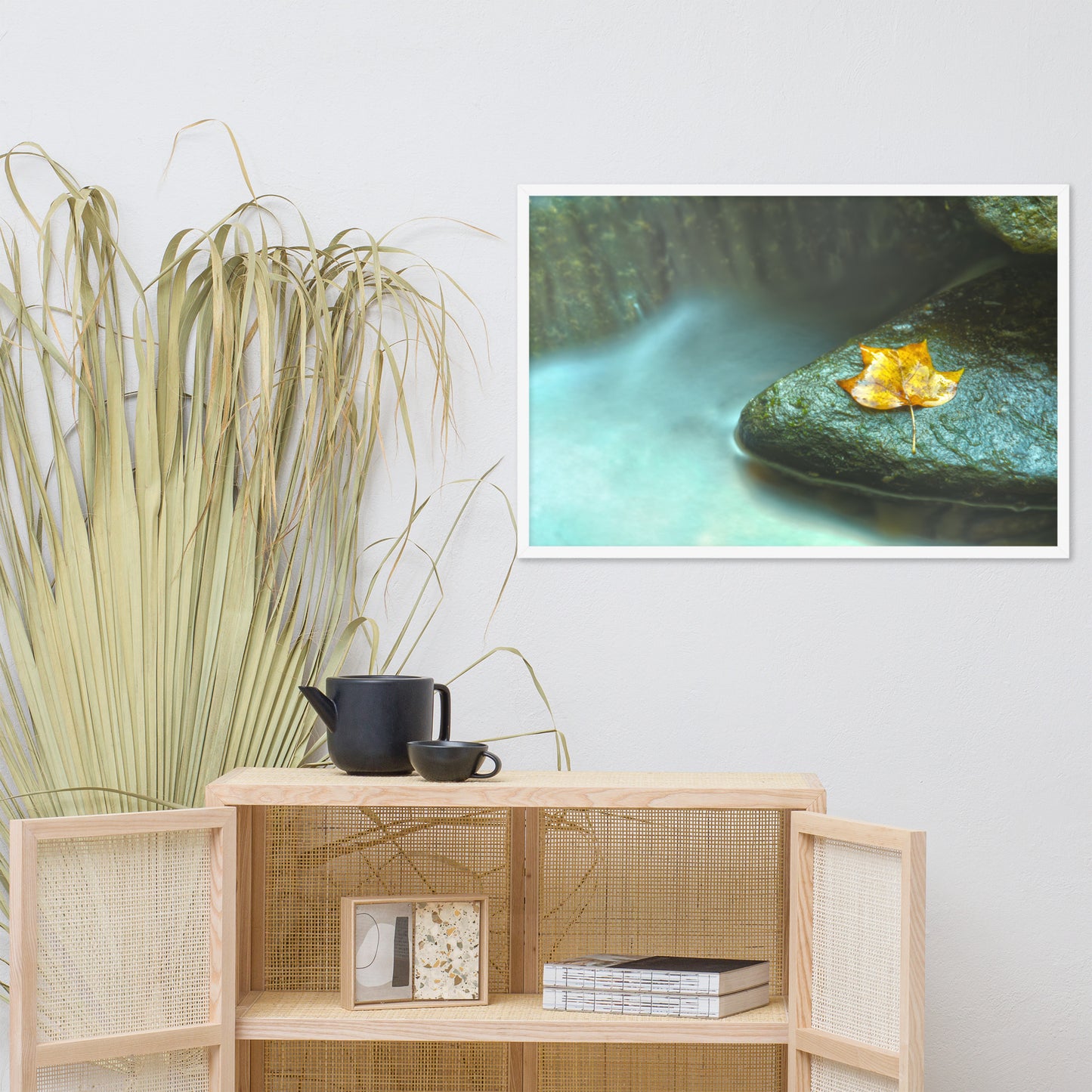 Misty Leaf Botanical Nature Photo Framed Wall Art Print
