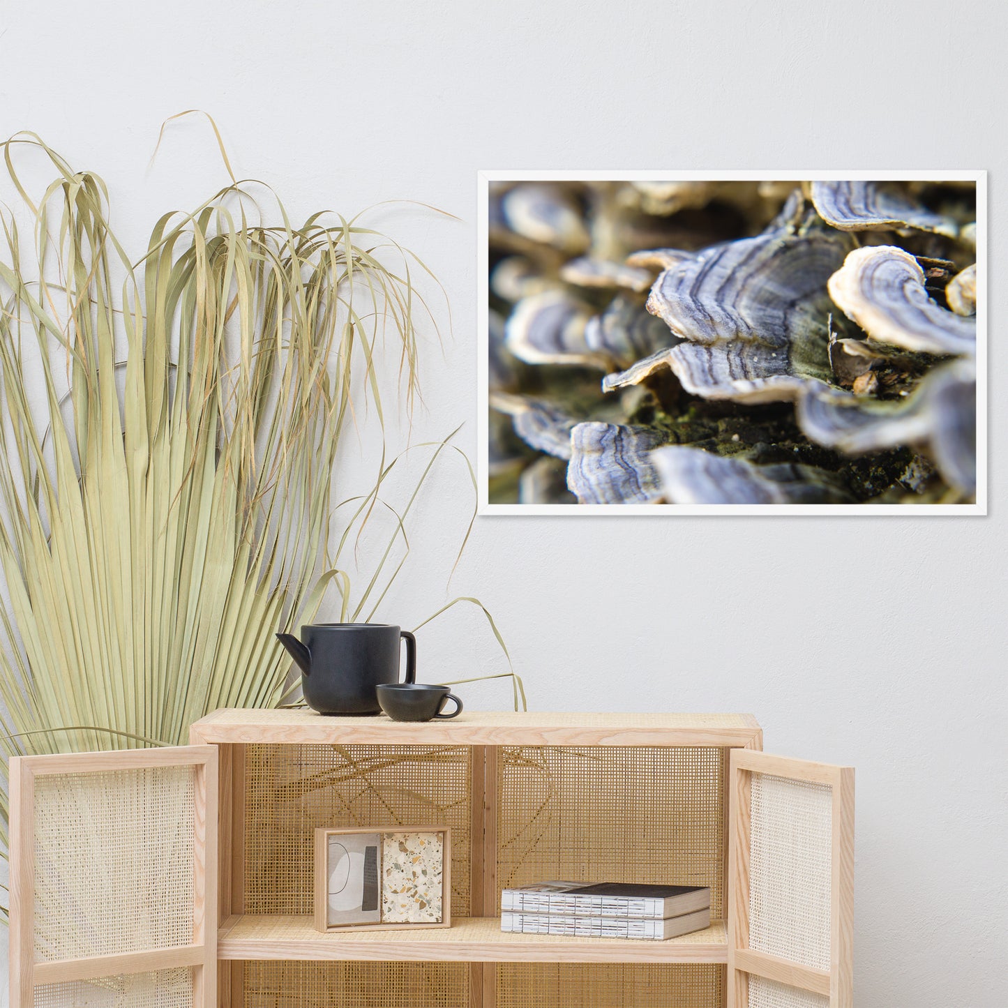 Mushrooms on Log Botanical Nature Photo Framed Wall Art Print