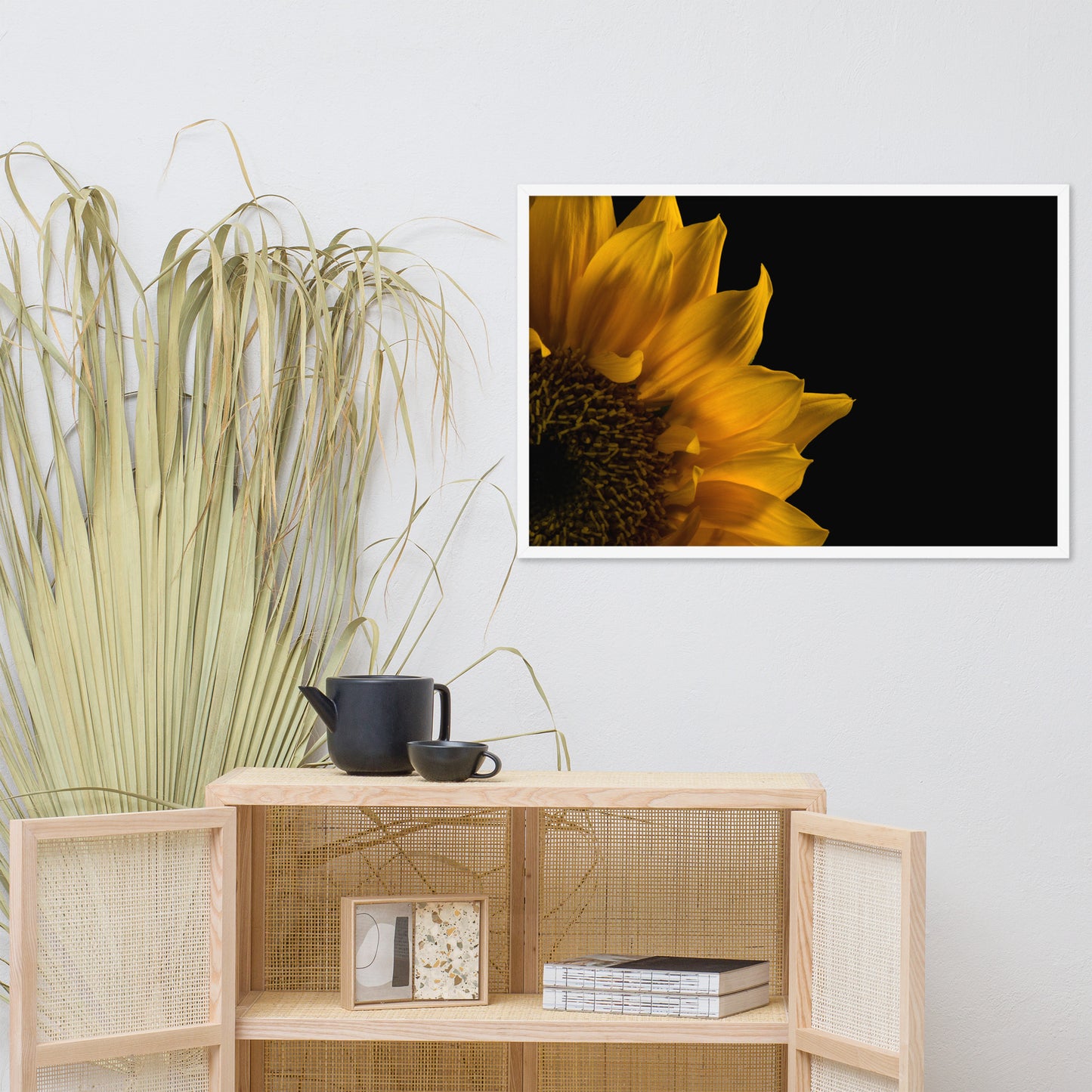 Sunflower in Corner Floral Nature Photo Framed Wall Art Print