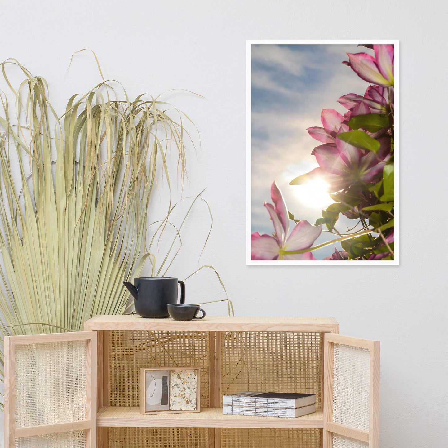 Towering Clematis Floral Nature Photo Framed Wall Art Print