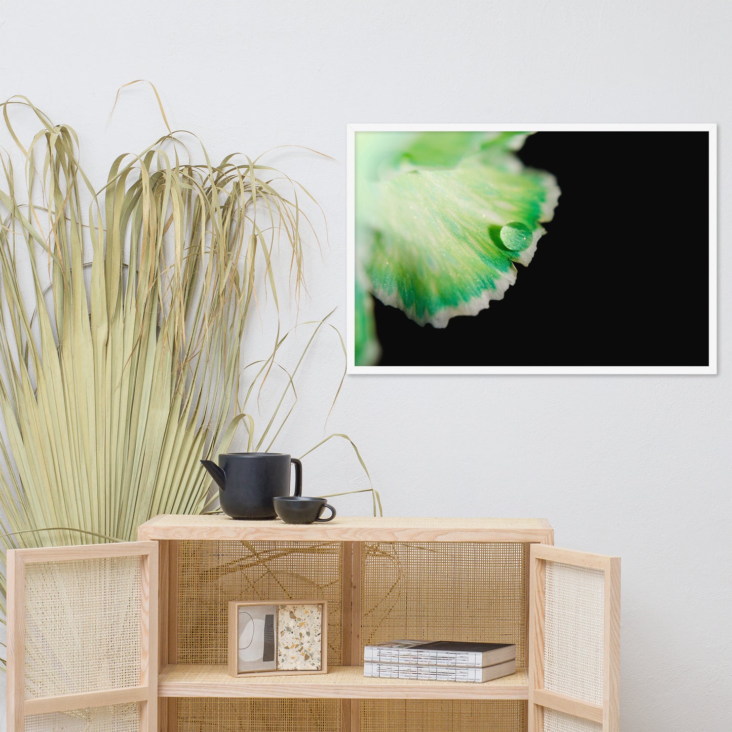 Water Droplet on Carnation Petal Floral Nature Photo Framed Wall Art Print