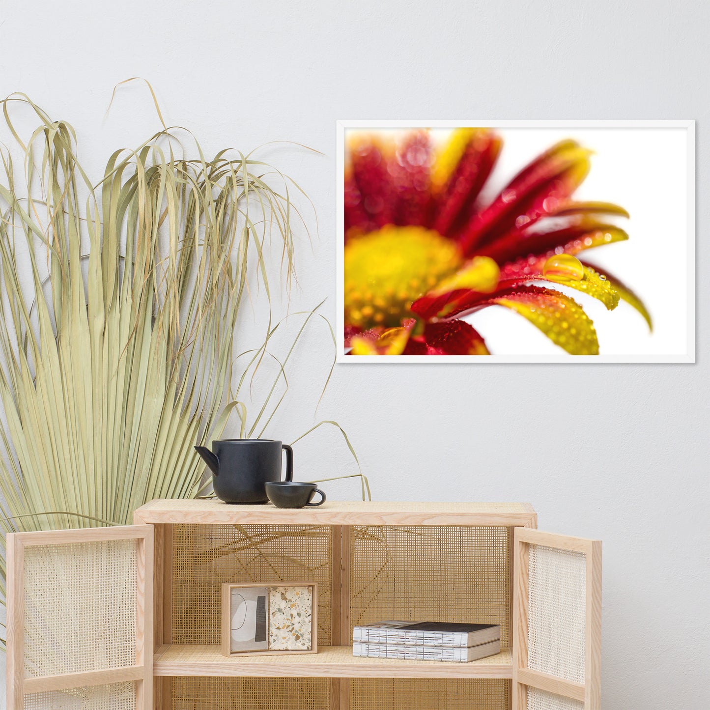 Water Droplets On Mum Petals Floral Nature Photo Framed Wall Art Print