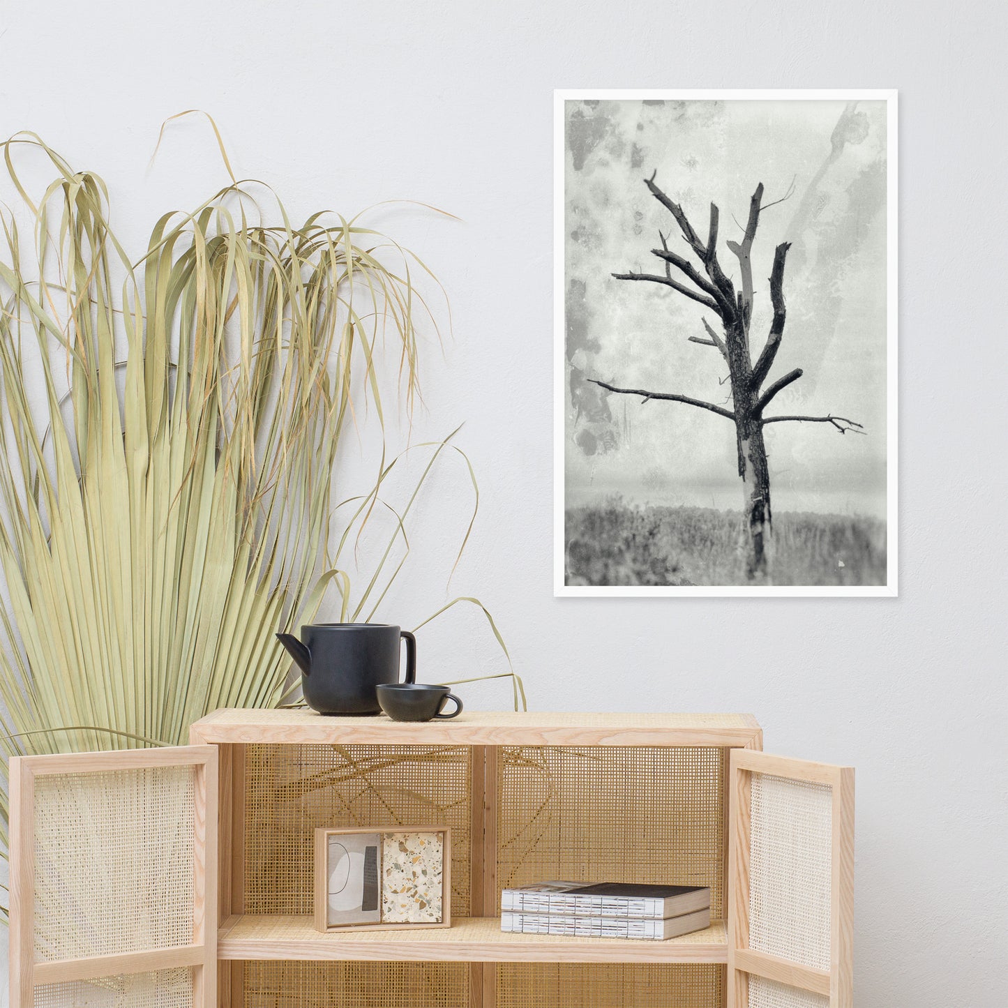 Rotting Away Alone Black and White Botanical Nature Photo Framed Wall Art Print
