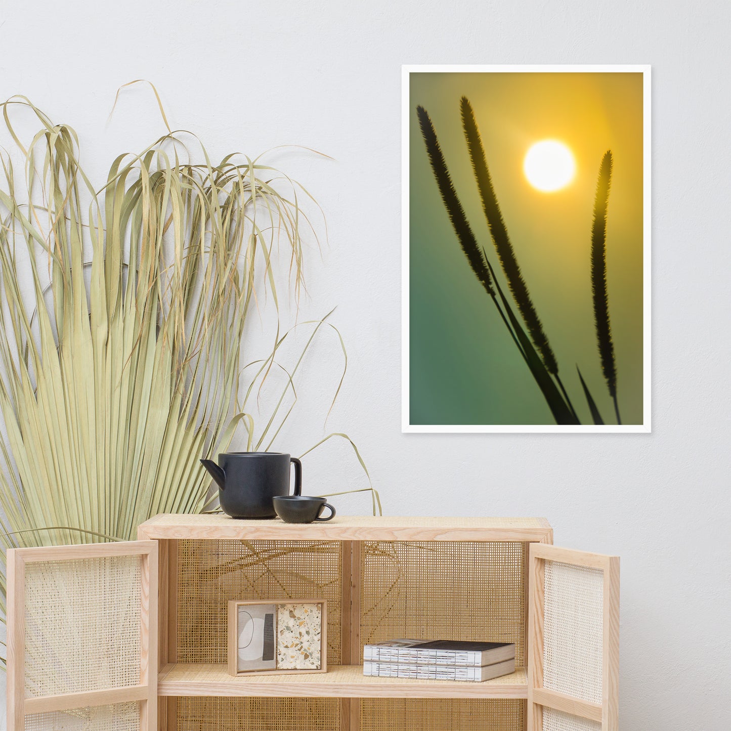 Silhouettes in Sunset Botanical Nature Photo Framed Wall Art Print