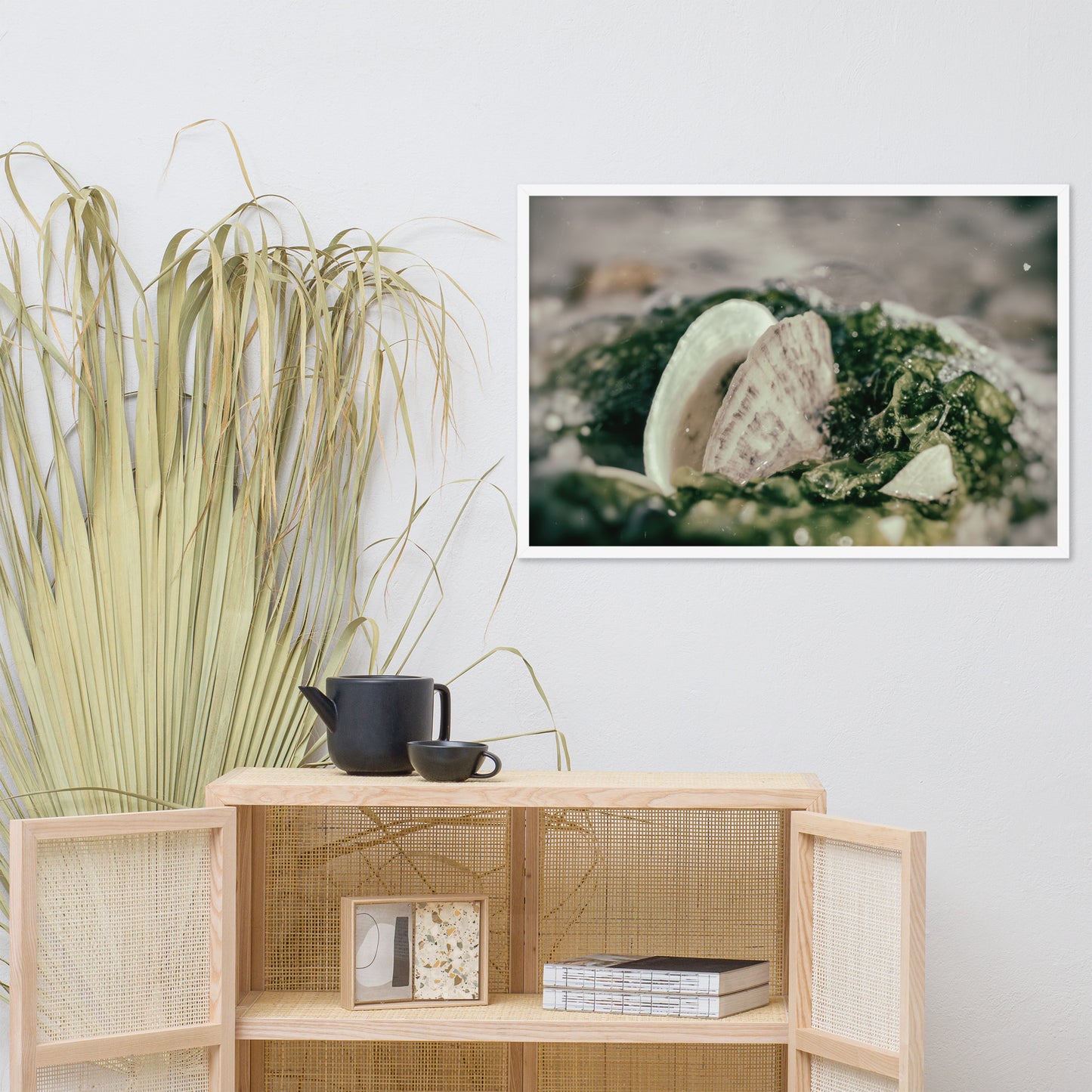 Seaweed and Shells Coastal Nature Photo Framed Wall Art Print