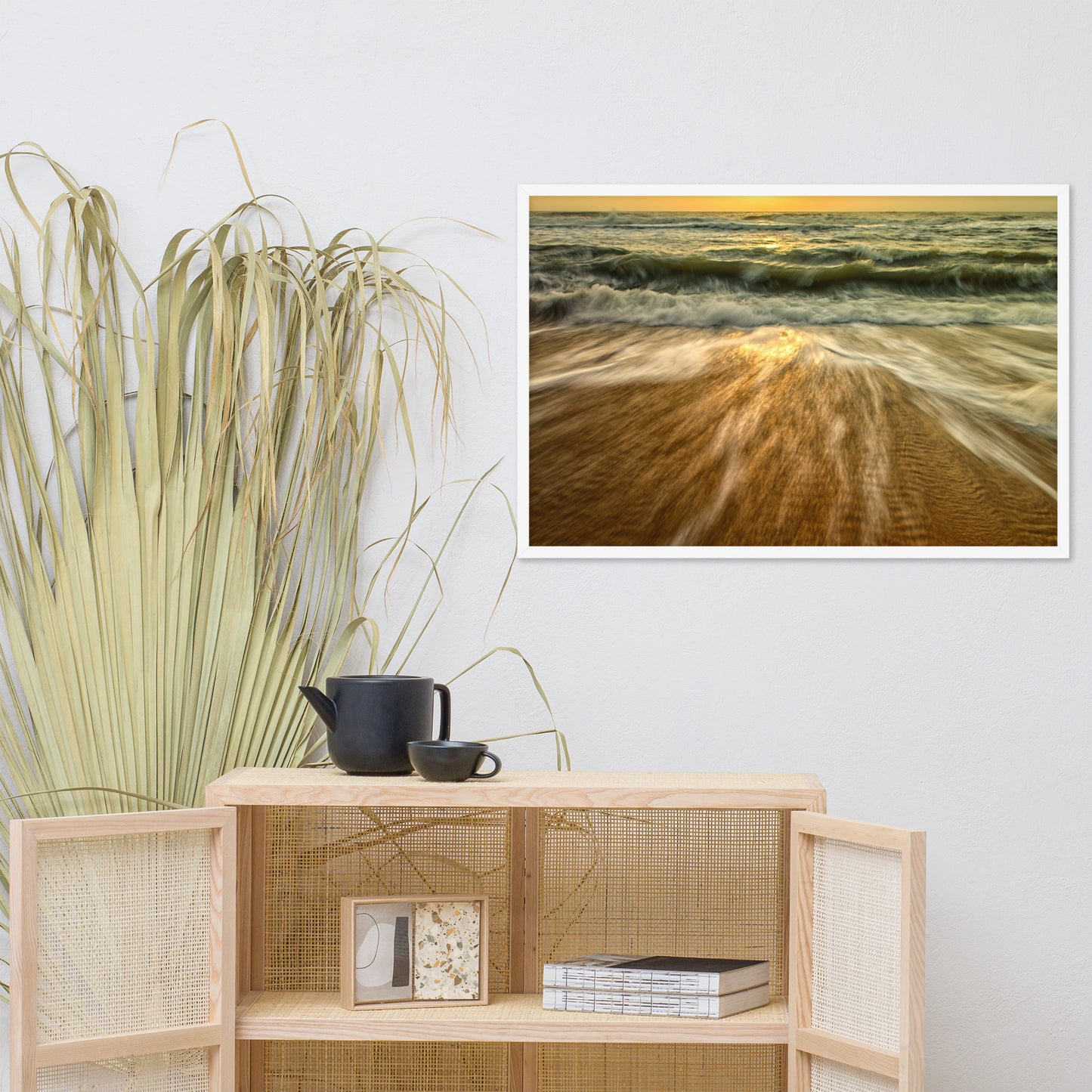 Washing Out to Sea Coastal Nature Photo Framed Wall Art Print
