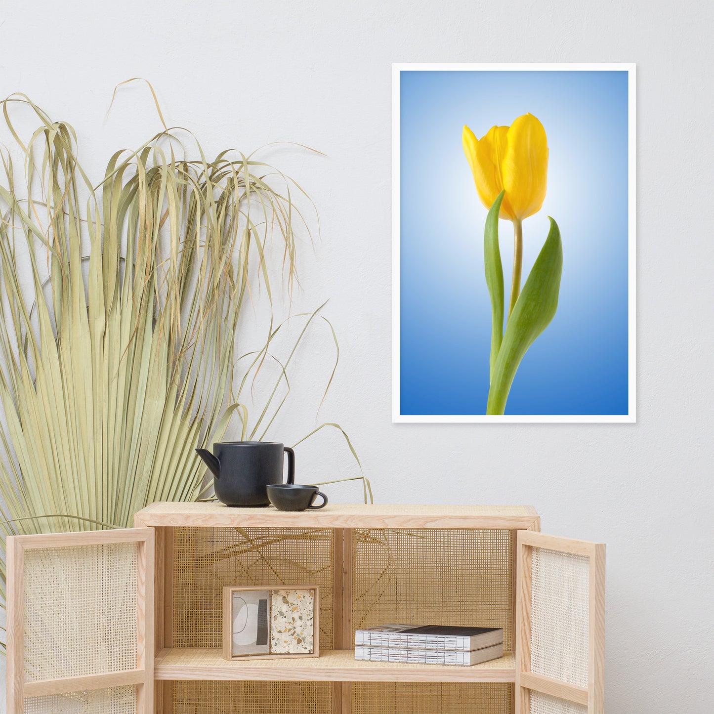 Yellow Tulip Minimal Floral Nature Photo Framed Wall Art Print