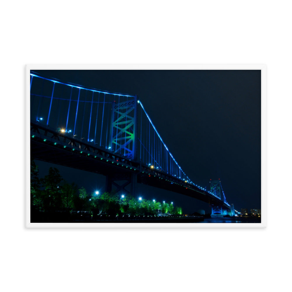 Ben Franklin Bridge Urban Landscape Photo Framed Wall Art Print