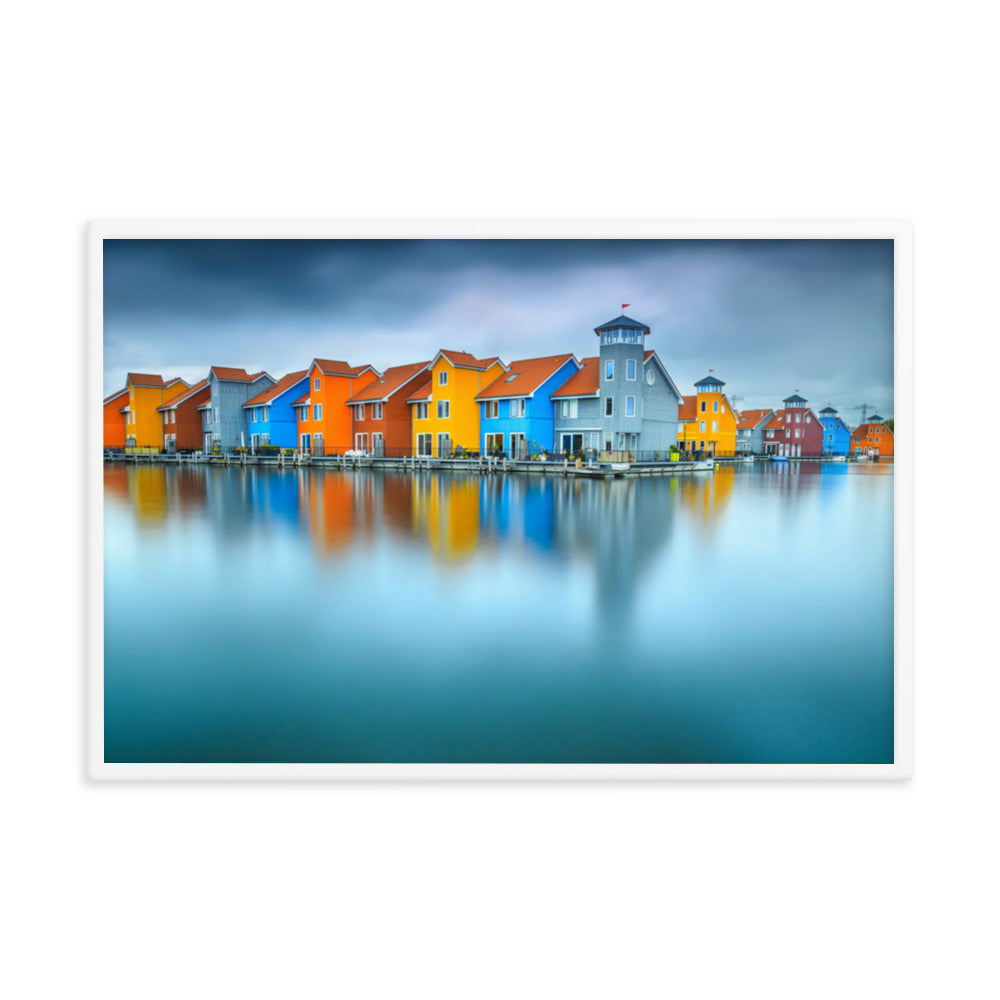 Blue Morning at Waters Edge Landscape Framed Photo Paper Wall Art Prints