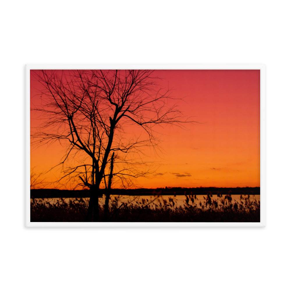Burning Skies Rural Landscape Framed Photo Paper Wall Art Print