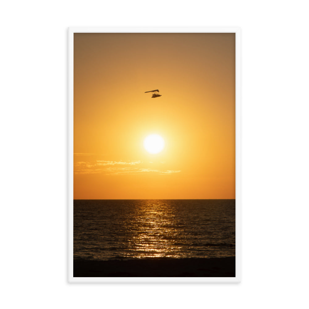 Flying High at Sunset Coastal Landscape Photo Framed Wall Art Print