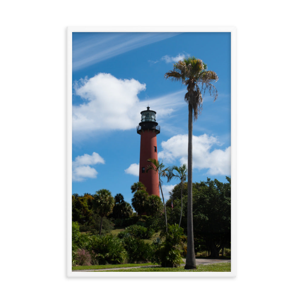 Jupiter Lighthouse Color Coastal Landscape Framed Photo Paper Wall Art Prints