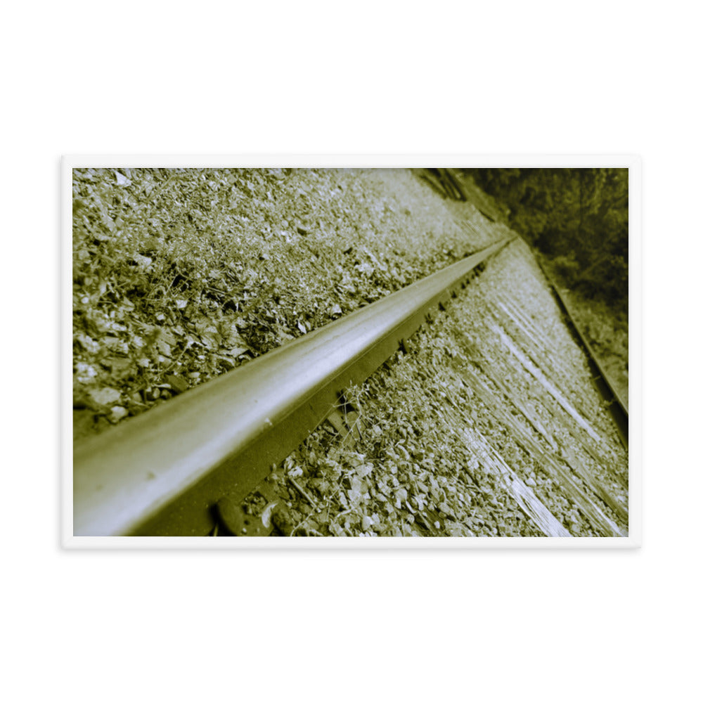 Lonely Rail in Sepia Rural Landscape Framed Photo Paper Wall Art Prints