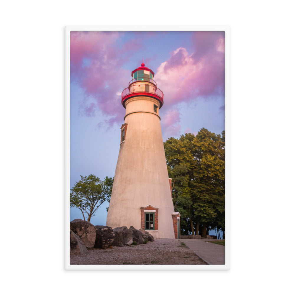 Marblehead Lighthouse at Sunset Landscape Framed Photo Paper Wall Art Prints