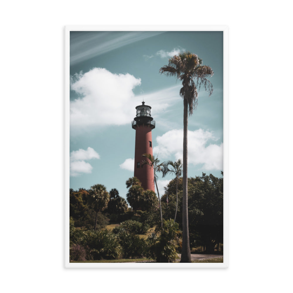 Jupiter Lighthouse Colorized Coastal Landscape Framed Photo Paper Wall Art Prints