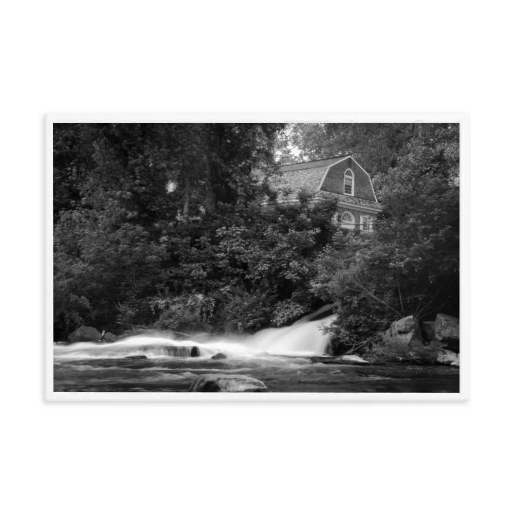 The Brandywine River and First Presbyterian Church Black & White Framed Photo Paper Wall Art Prints