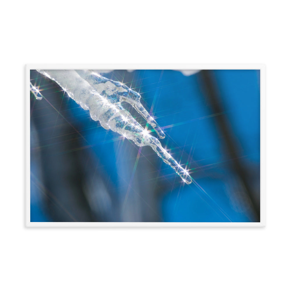 Icicle Nature Photo Framed Wall Art Print