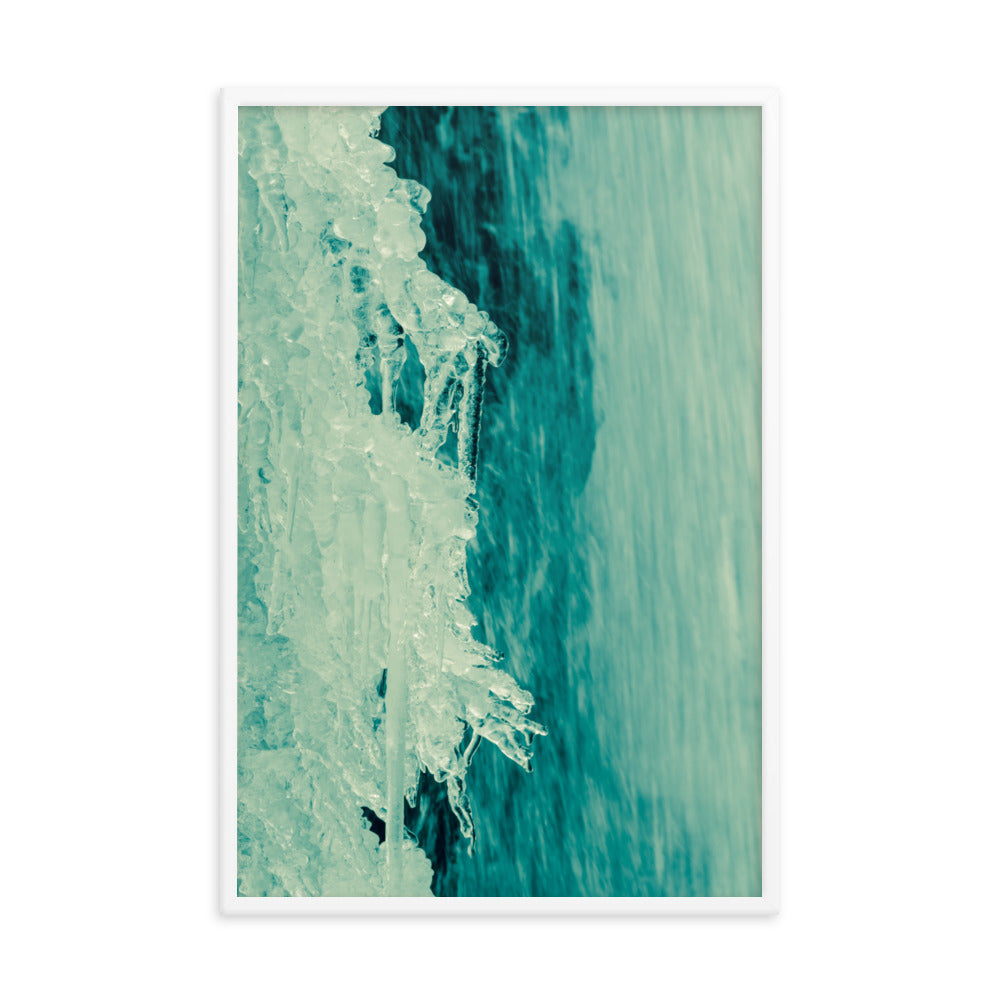 Ice and Falls Nature Photo Framed Wall Art Print