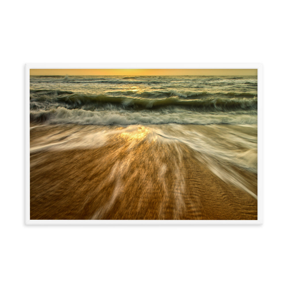 Washing Out to Sea Coastal Nature Photo Framed Wall Art Print