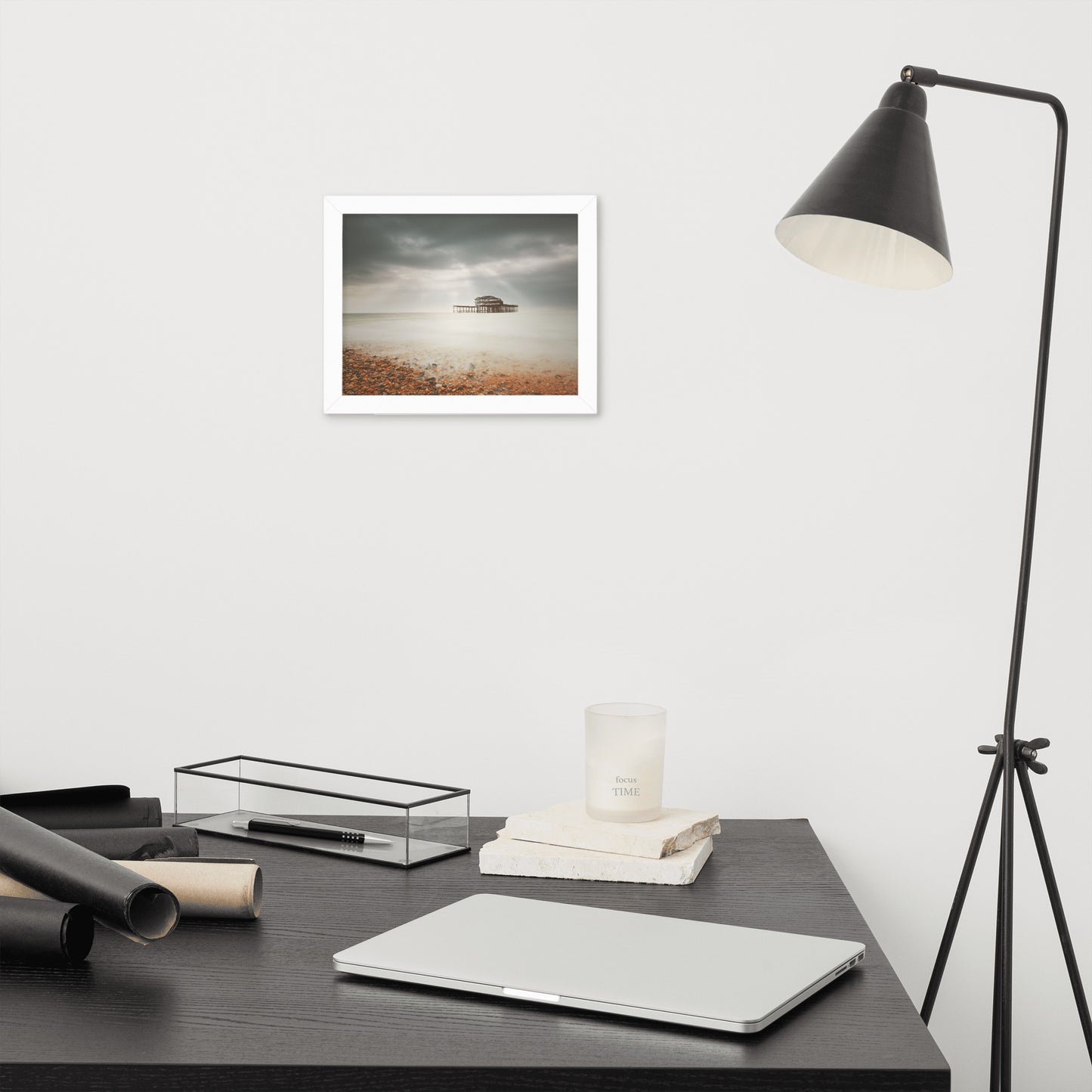 Library Wall Decor: Abandoned West Pier Warming Matte Effect - Coastal / Seascape / Nature / Landscape Photo Framed Wall Art Print - Wall Decor - Artwork