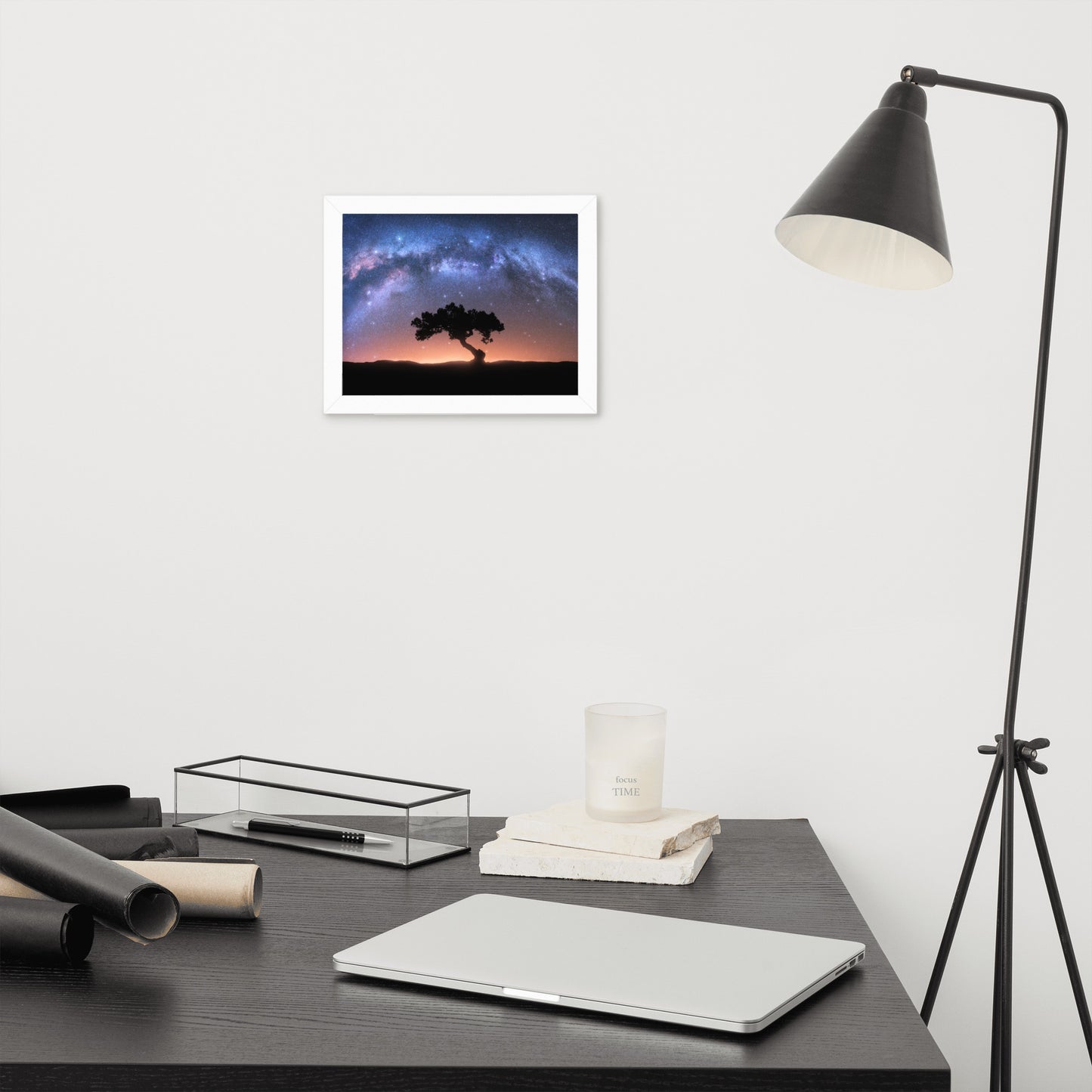 Solitary Sentinel Milky Way Arch and Tree Night Galaxy Framed Wall Art Prints
