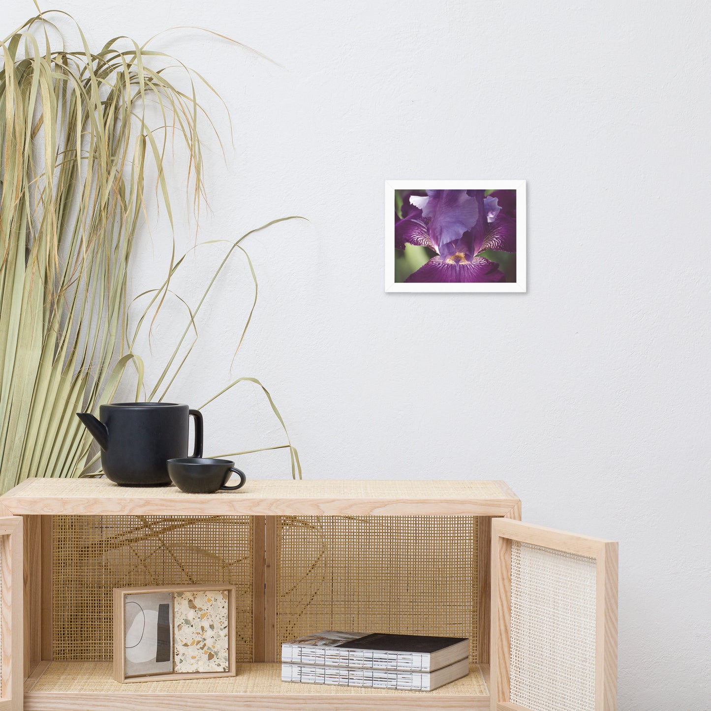 Glowing Iris Moody Midnight Floral Nature Photo Framed Wall Art Print
