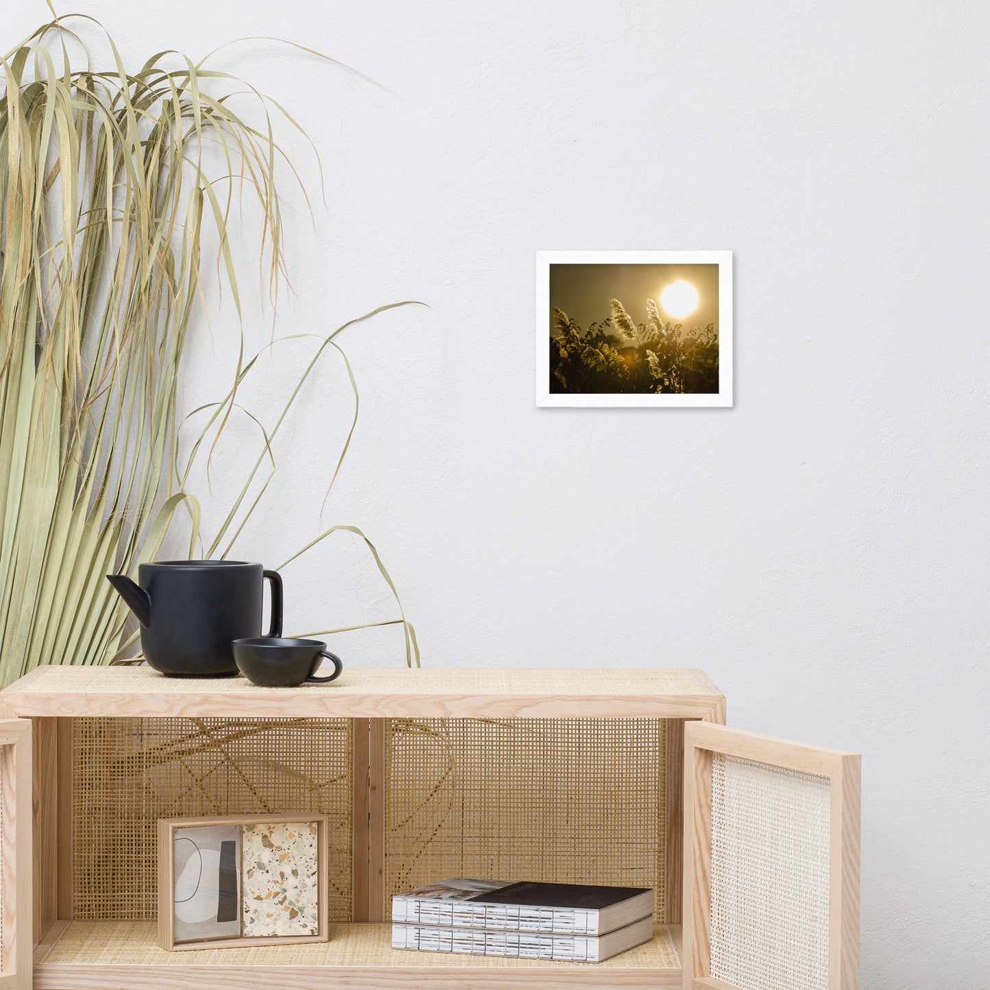 Golden Marsh Weeds Botanical Nature Photo Framed Wall Art Print