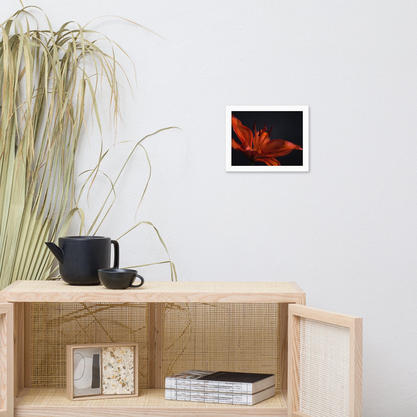 Orange Lily with Back light Floral Nature Photo Framed Wall Art Print