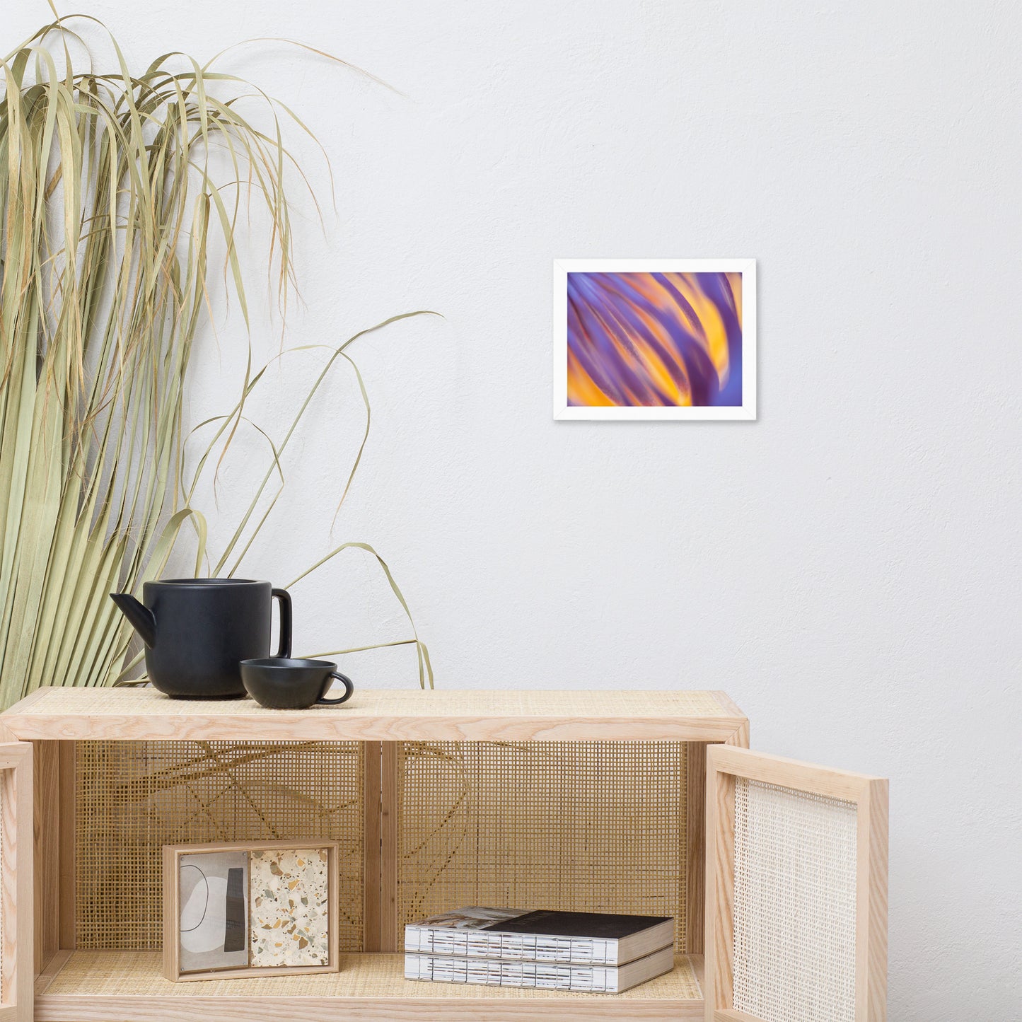 Purple and Yellow Lotus Flower Filaments Framed Photo Paper Poster - Nature Photography