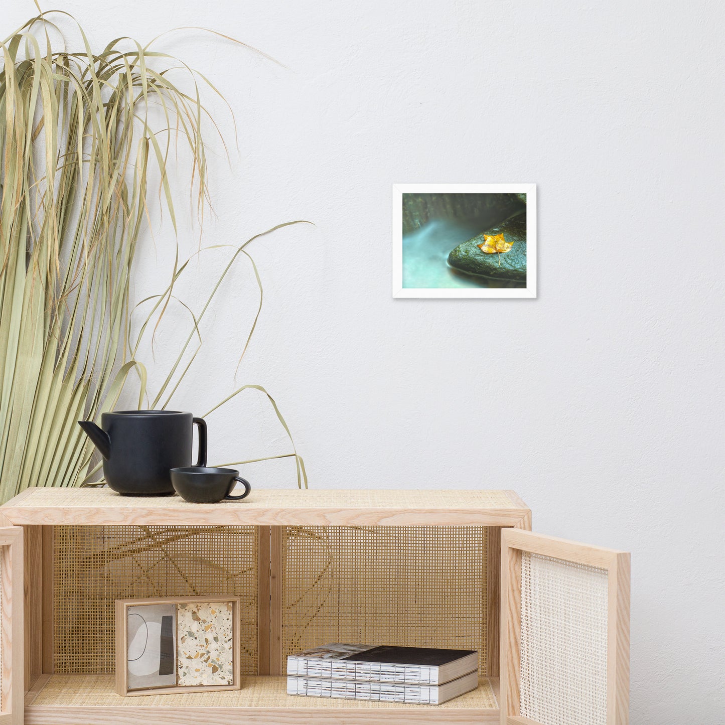Misty Leaf Botanical Nature Photo Framed Wall Art Print