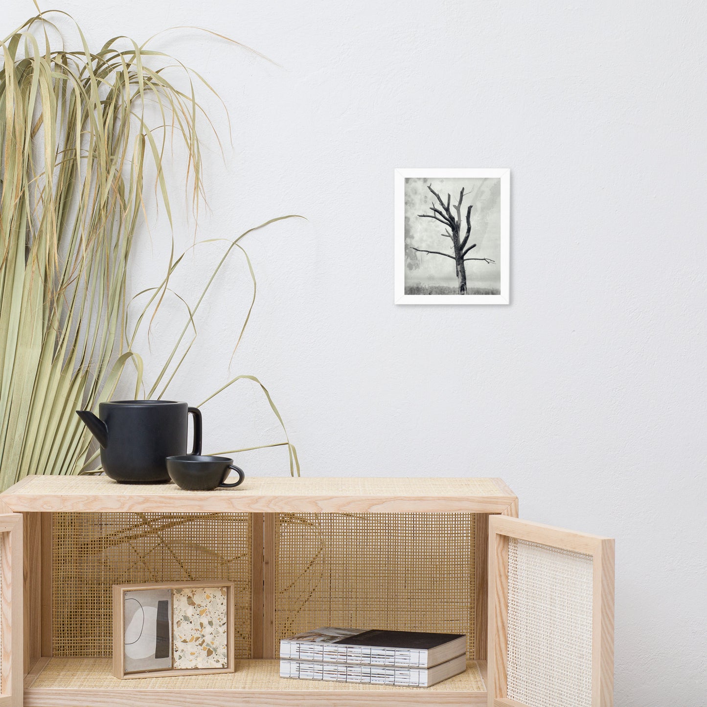 Rotting Away Alone Black and White Botanical Nature Photo Framed Wall Art Print