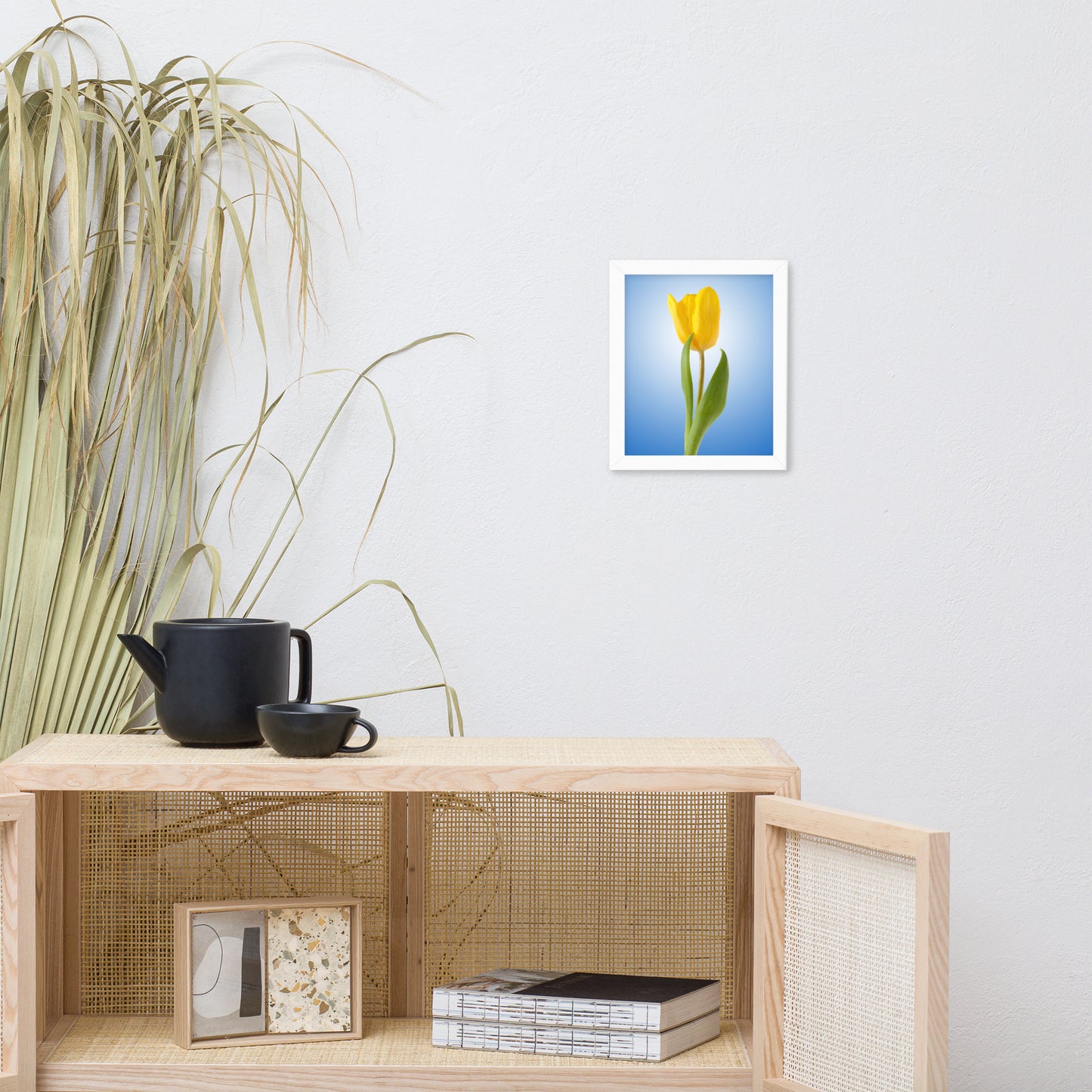 Yellow Tulip Minimal Floral Nature Photo Framed Wall Art Print