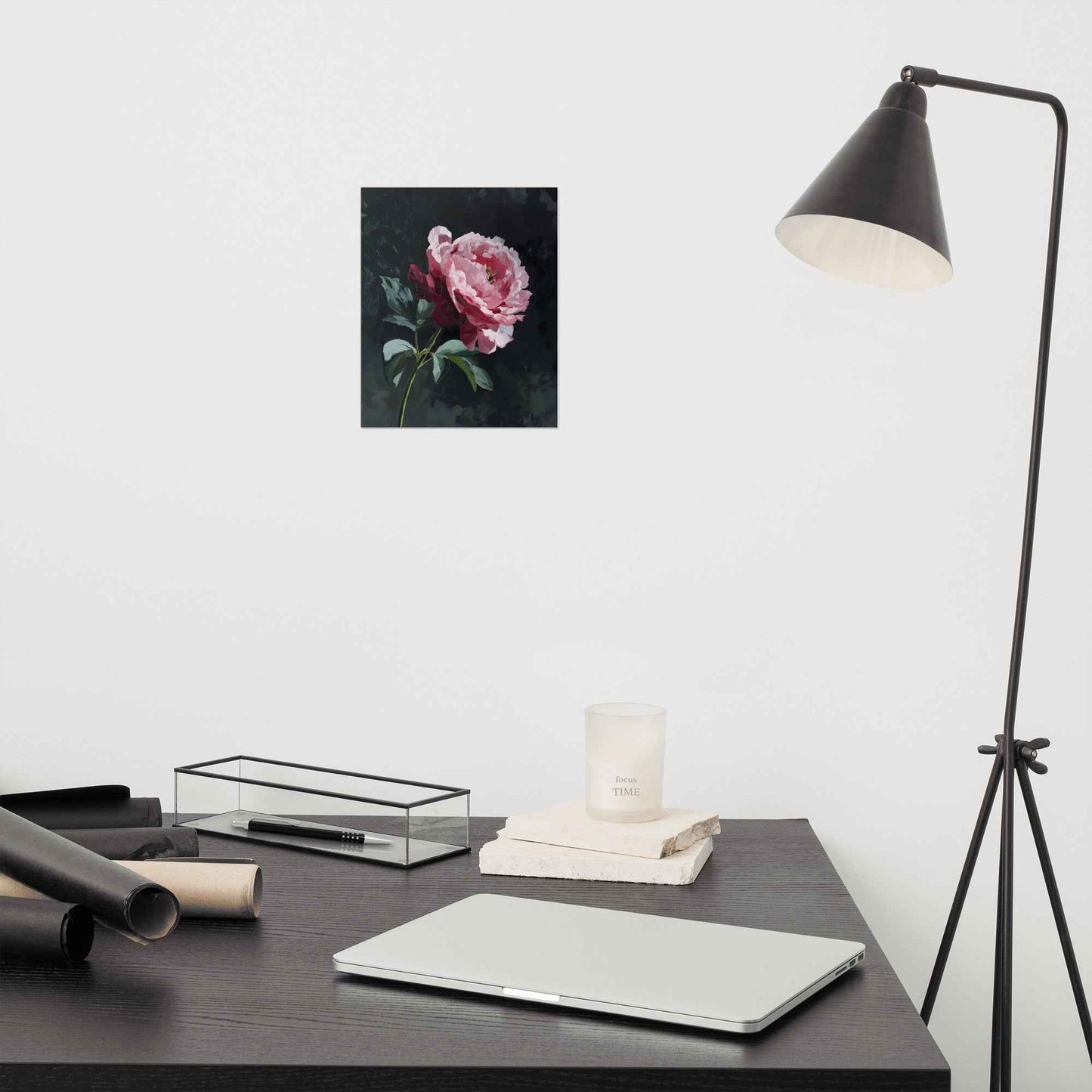 Peony Wall Art: A Soft Illumination Floral Nature Digital Artwork Loose Print