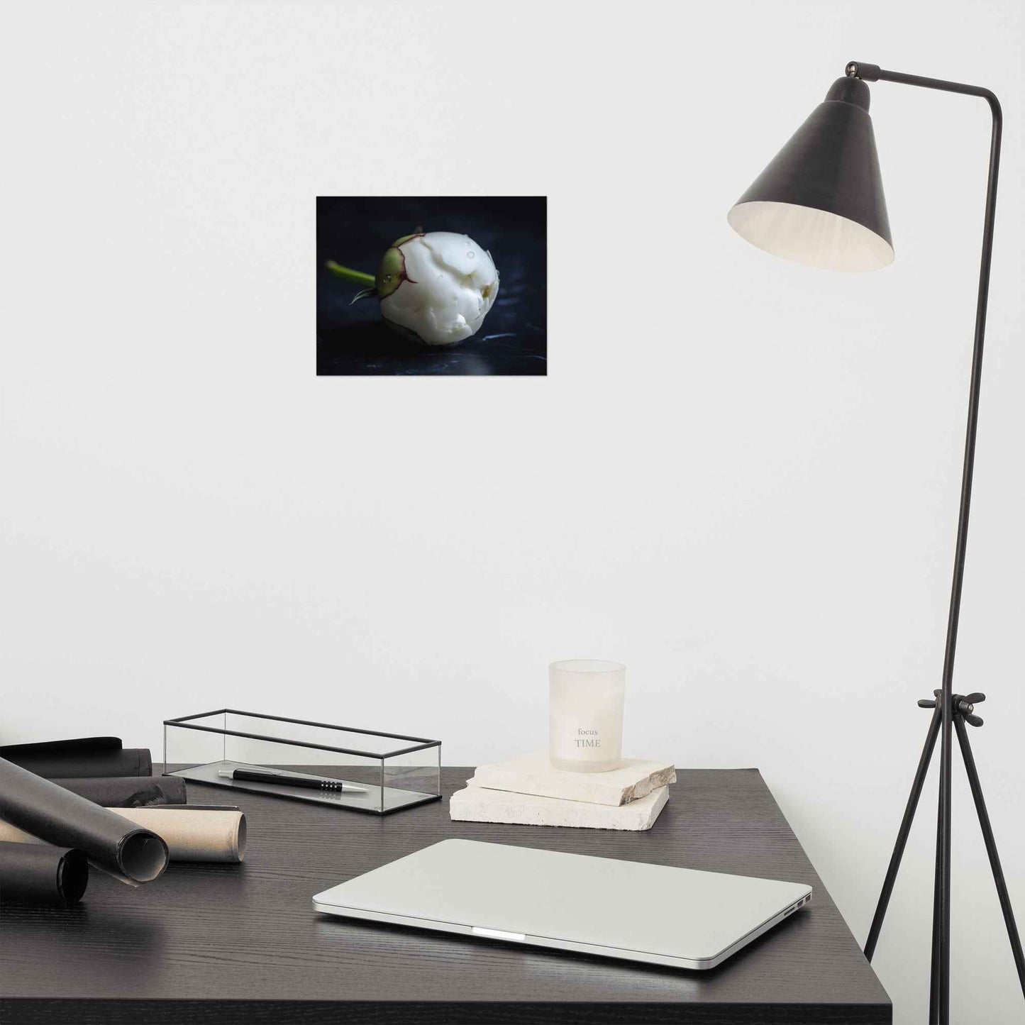 Stark Botanical Peony Bud Floral Photorealistic Digital Artwork Unframed Art Print