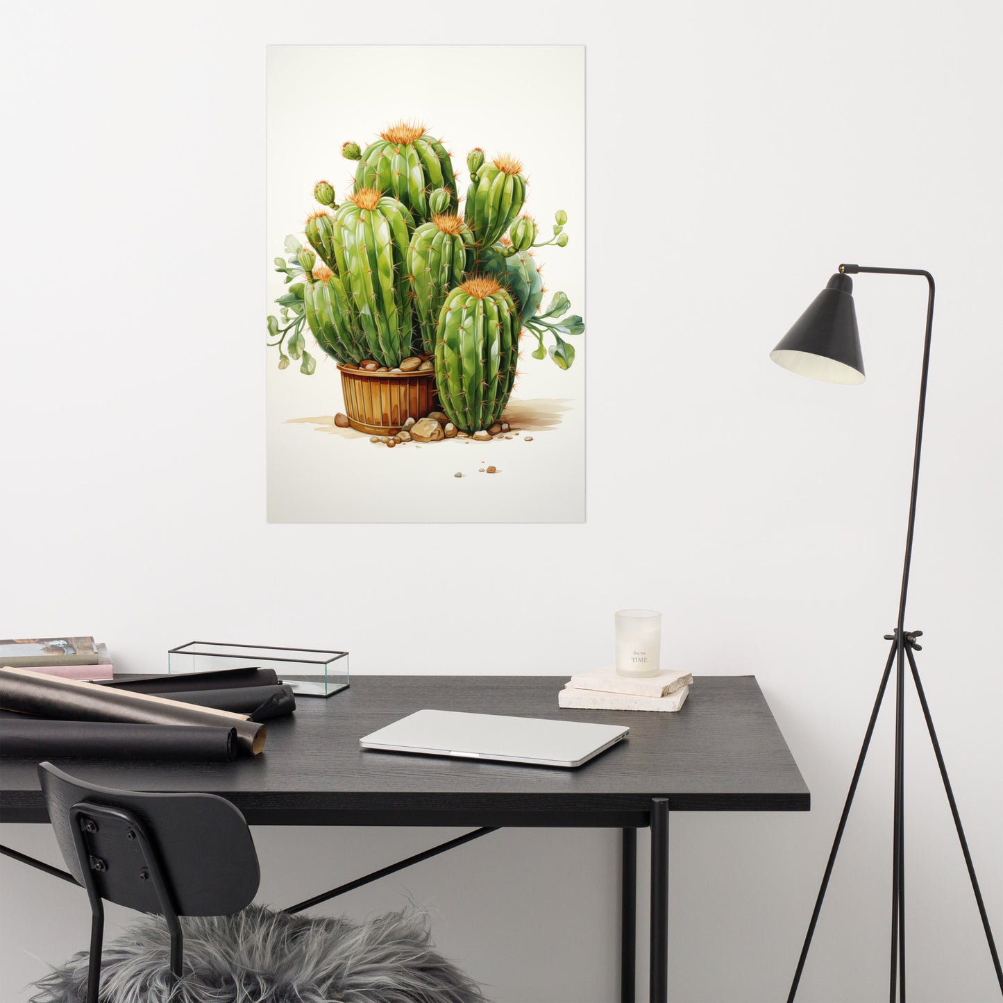 modern cactus art: A Collection of Cacti Photorealism Frameable Art Print