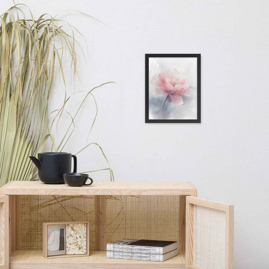 Soft Reflections Floral Digital Watercolor Painting Blush Peony Artwork Framed Wall Art Print