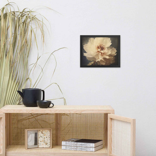 The Elegance of Simplicity Peony Retro Subdued Photorealistic Digital Artwork Framed Art Print