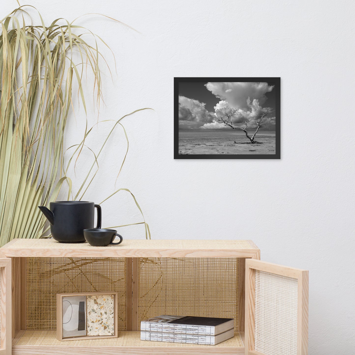 Wanderlust High Contrast Black and White Coastal Landscape Photo Framed Wall Art Print