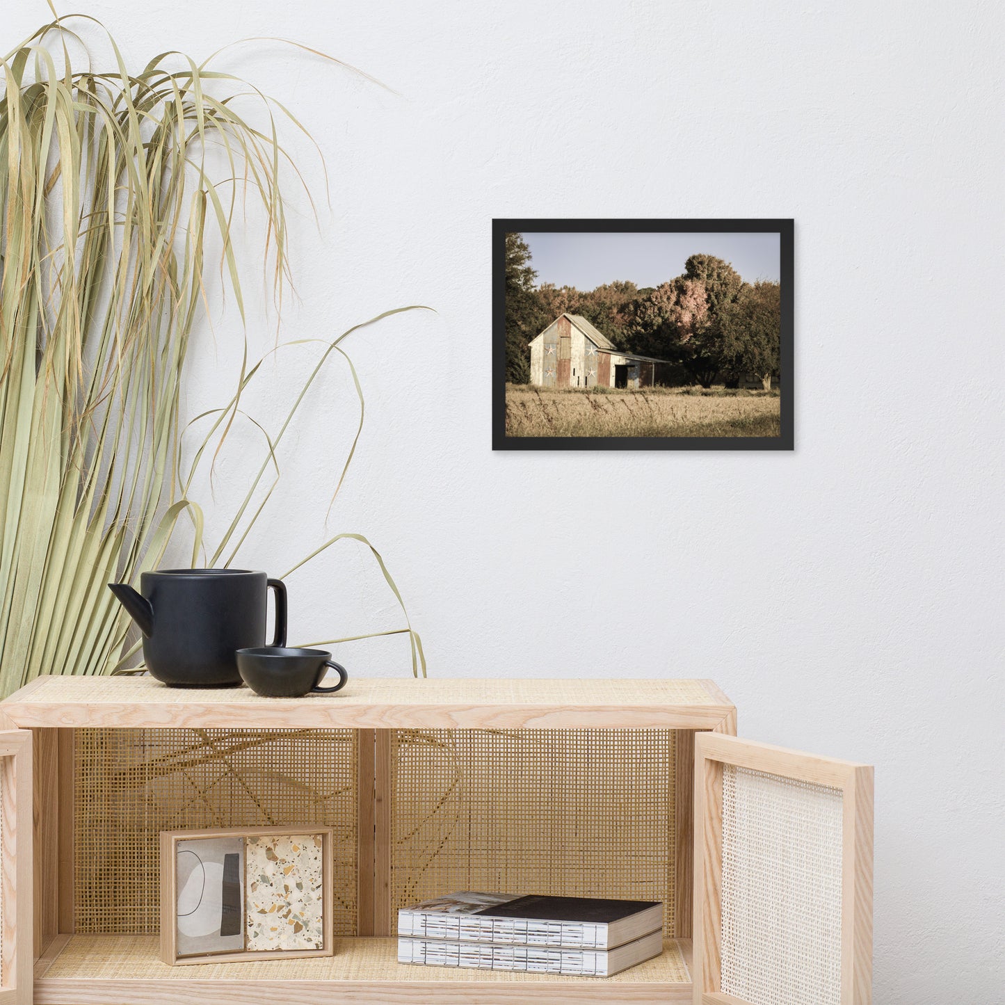 Patriotic Barn in Field Aged Effect Framed Photo Paper Wall Art Prints