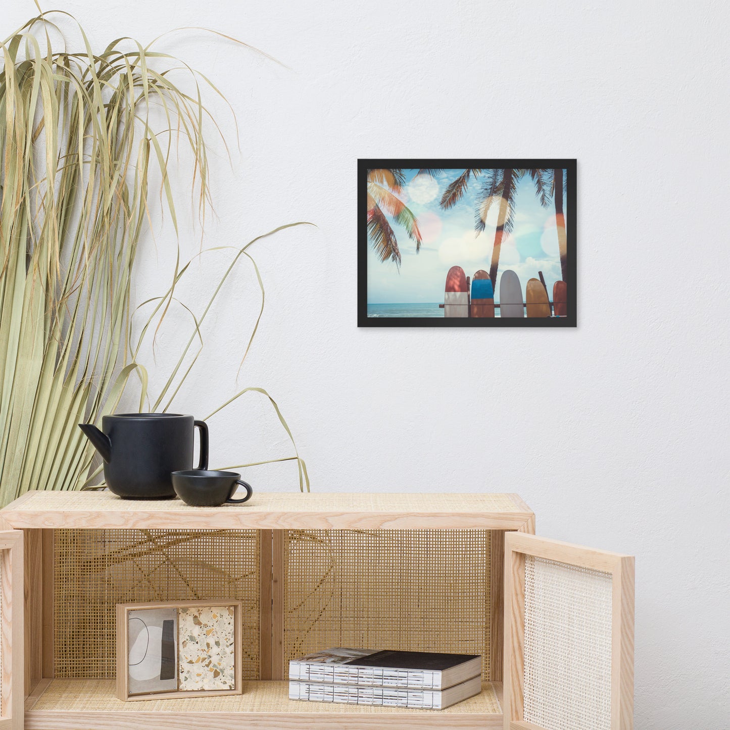 Surf Life Tropical Landscape Surfboard Scene Lifestyle Photograph Framed Wall Art Print