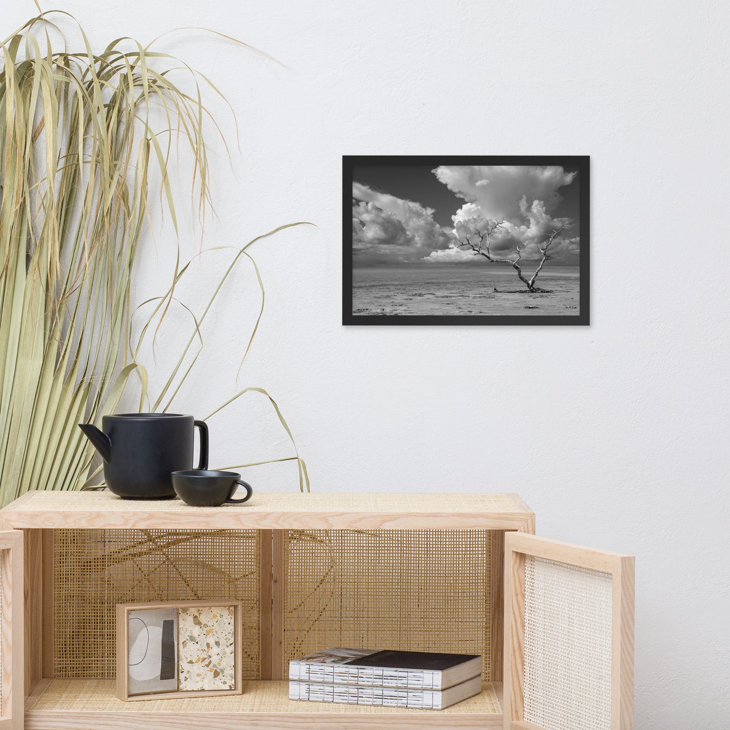 Wanderlust High Contrast Black and White Coastal Landscape Photo Framed Wall Art Print