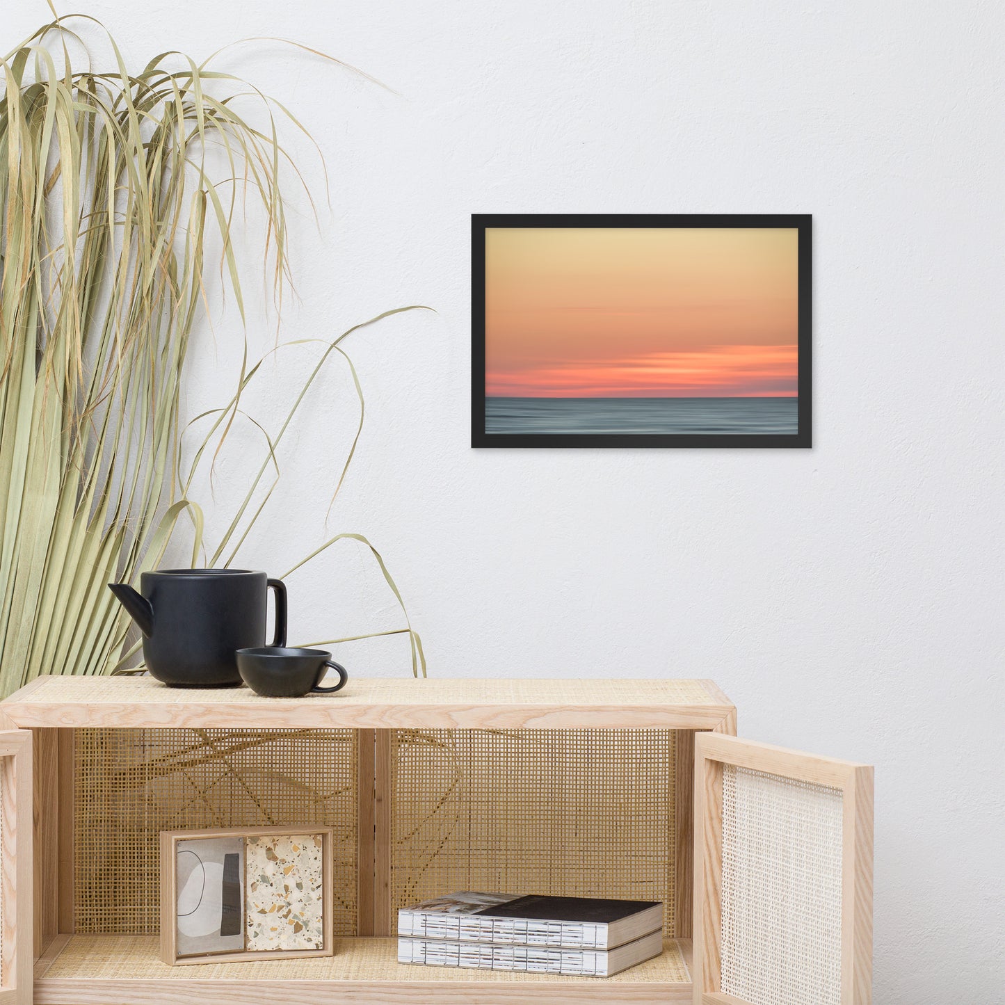 dining room wall accessories, Pink Coastal Wall Art: Abstract Color Blend Ocean Sunset - Coastal / Beach / Seascape / Nature / Landscape Photo Framed Wall Art Print - Artwork - Wall Decor