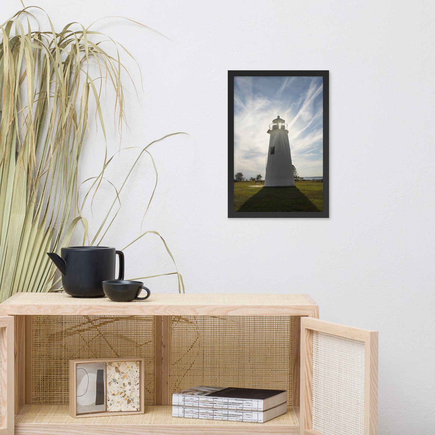 Turkey Point Lighthouse with Sun Flare Framed Photo Paper Wall Art Prints