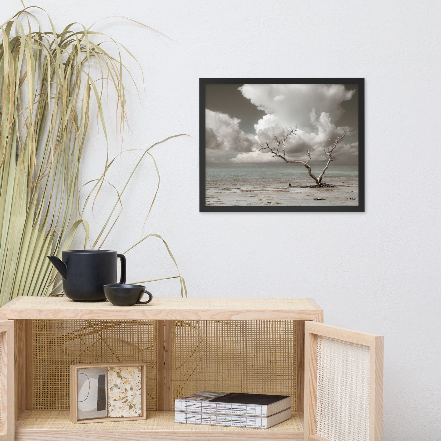 Wanderlust Aged and Colorized Coastal Landscape Photo Framed Wall Art Print